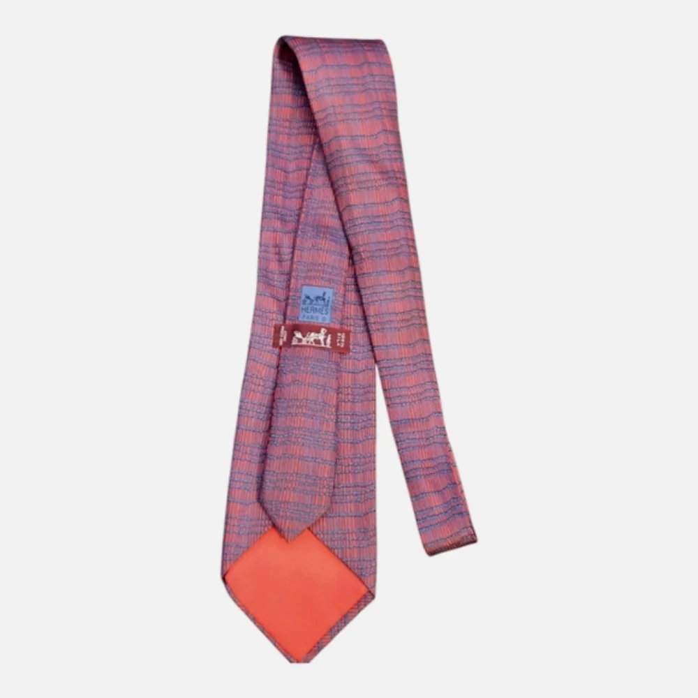 Hermes Red and Blue 100% Silk Men's Tie